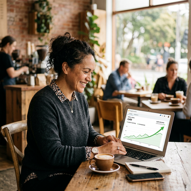 Trades business owner viewing enquiry growth