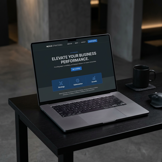 Professional trades business website on laptop