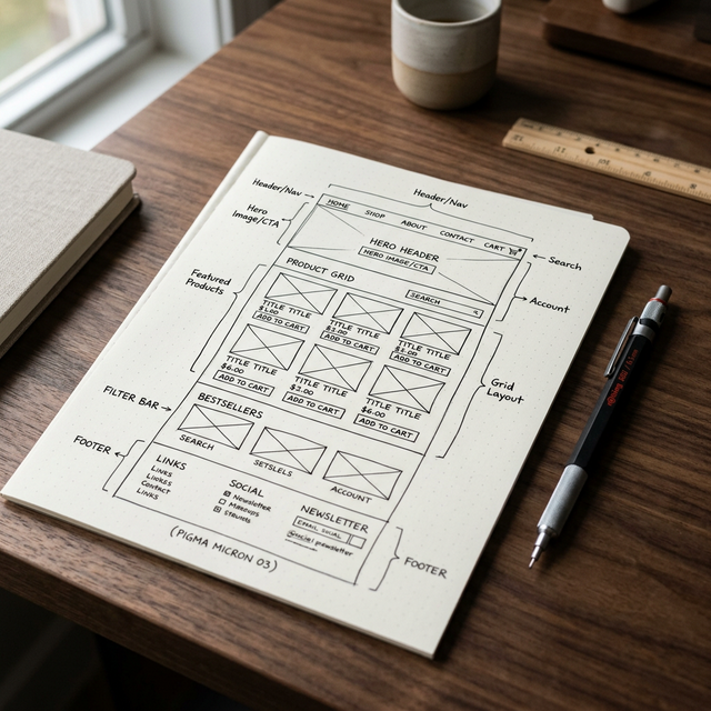 Website design wireframe for NZ businesses